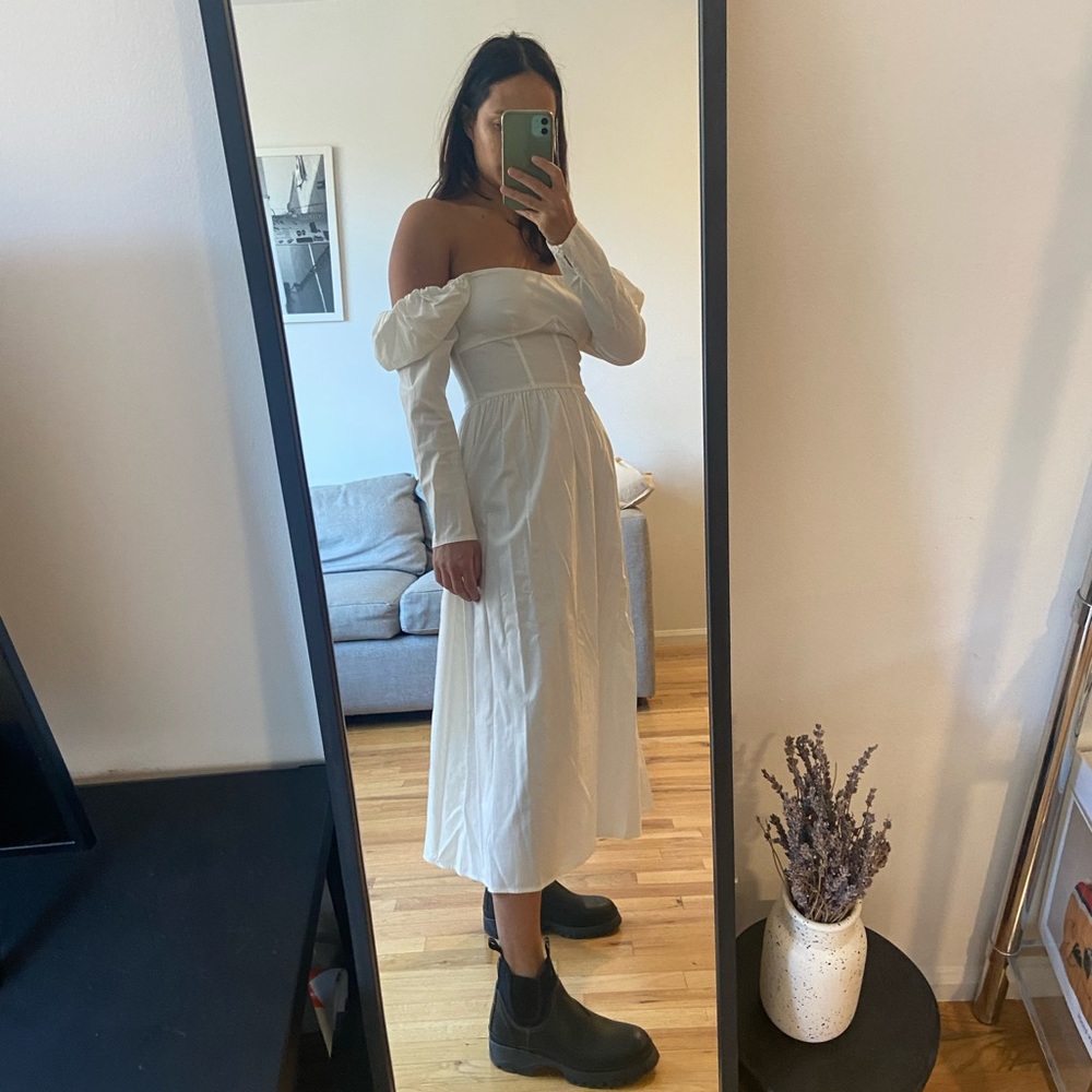 Reformation White Poplin Luce Dress - Picture 2 of 3
